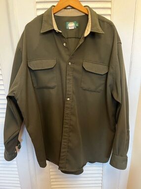 Cabela's Safari series Olive Green Field Button Up long sleeve Shirt Jacket 2XLT